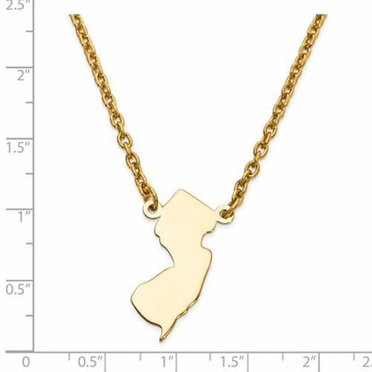 14k gold or sterling silver new jersey nj state name necklace personalized monogram