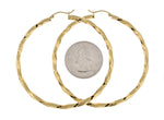 Load image into Gallery viewer, 14K Yellow Gold Twisted Modern Classic Round Hoop Earrings 60mm x 3mm
