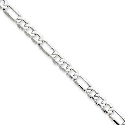 14k white gold 5.75mm lightweight figaro bracelet anklet choker necklace pendant chain