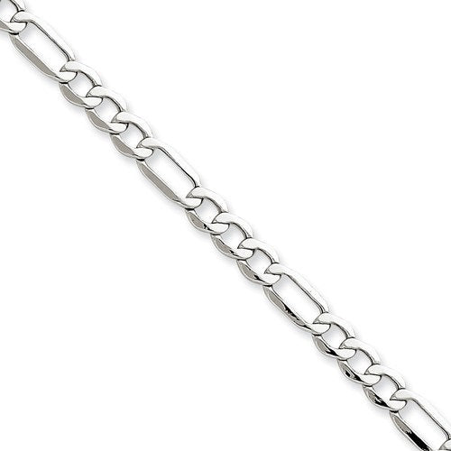 14k white gold 5.75mm lightweight figaro bracelet anklet choker necklace pendant chain