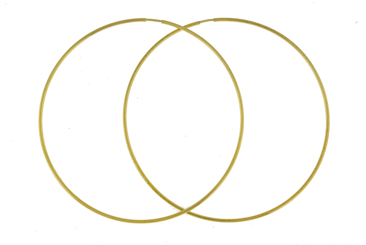 14k yellow gold extra large endless round hoop earrings 65mm x 1.20mm