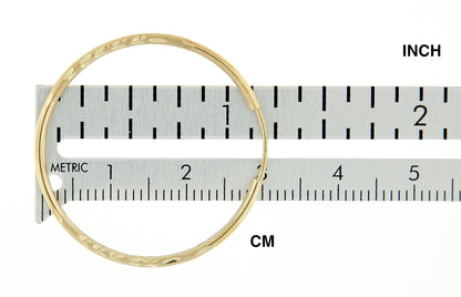 14k yellow gold satin diamond cut endless round hoop earrings 30mm x 1.5mm