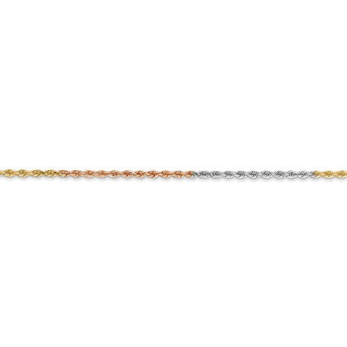 14k yellow white rose gold tri color 1.5mm diamond cut rope bracelet anklet choker necklace chain