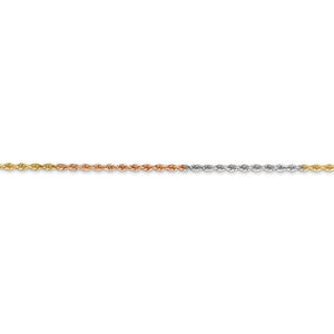 14K Yellow White Rose Gold Tri Color 1.5mm Diamond Cut Rope Bracelet Anklet Choker Necklace Chain