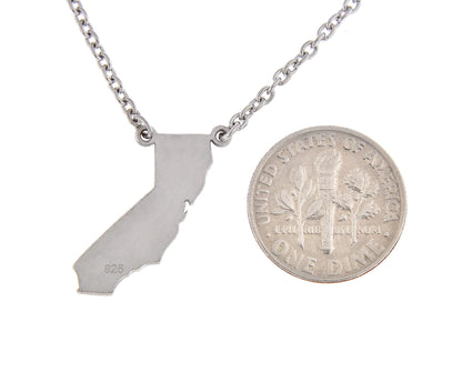 14k gold or sterling silver california ca state necklace personalized monogram
