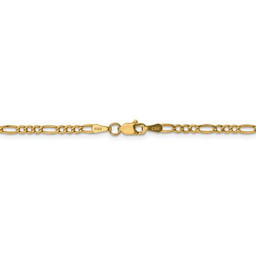 14k yellow gold 2.5mm lightweight figaro bracelet anklet choker necklace chain