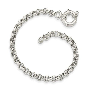 sterling silver 4mm fancy link rolo bracelet chain spring ring clasp 7 inches