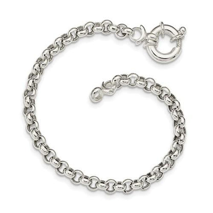 sterling silver 4mm fancy link rolo bracelet chain spring ring clasp 7 inches