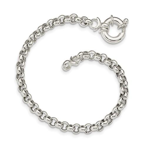 sterling silver 4mm fancy link rolo bracelet chain spring ring clasp 7 inches