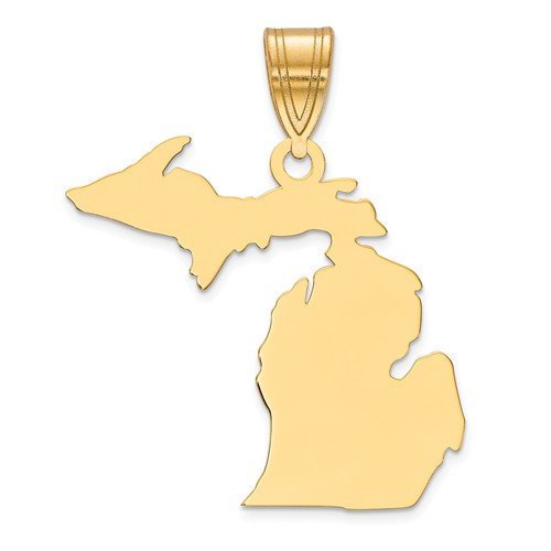 14k gold or sterling silver michigan mi state map pendant charm personalized monogram