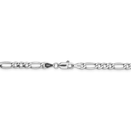 14k white gold 4.4mm lightweight figaro bracelet anklet choker necklace pendant chain