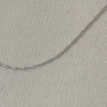 14k White Gold 1.15mm Cable Rope Necklace Choker Pendant Chain