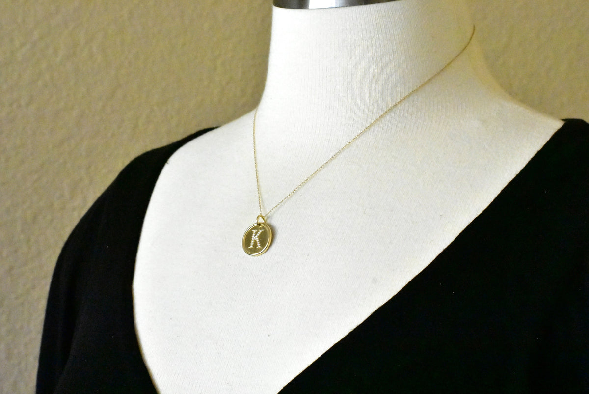 14k yellow rose white gold genuine diamond uppercase letter k initial alphabet pendant charm custom engraved personalized
