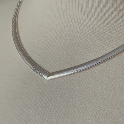 Sterling Silver 4mm Omega Cubetto V Shaped Necklace Chain Lobster Clasp