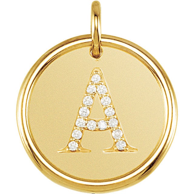 14k yellow white rose gold genuine diamond uppercase letter a initial alphabet pendant charm custom made to order personalized engraved