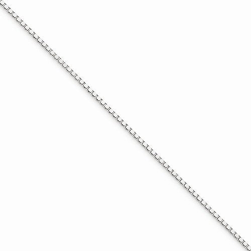 10k White Gold 1mm Box Bracelet Anklet Choker Necklace Pendant Chain Lobster Clasp