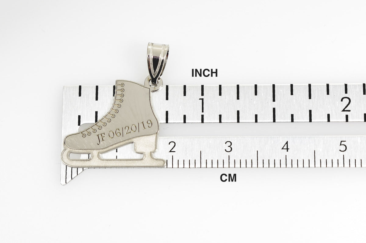 14k gold sterling silver ice skating skates disc pendant charm custom made engraved personalized