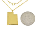 Загрузить изображение в средство просмотра галереи, 14k 10k Yellow Rose White Gold Diamond Silver Utah UT State Map Personalized City Necklace
