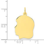 Load image into Gallery viewer, 10K Solid Yellow Gold 20mm Girl Facing Left Head Silhouette Engravable Disc Pendant Charm Engraved Personalized Initial Name Monogram
