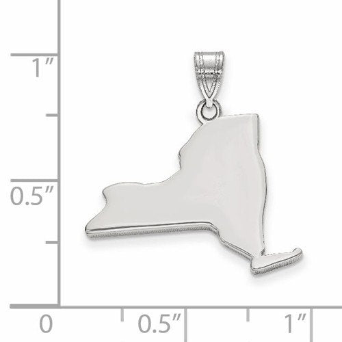 14K Gold or Sterling Silver New York  NY State Map Pendant Charm Personalized Monogram