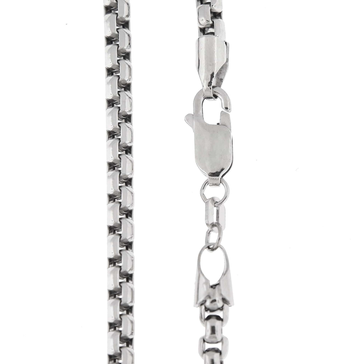 14k white gold 3.6mm round box bracelet anklet choker necklace pendant chain lobster clasp