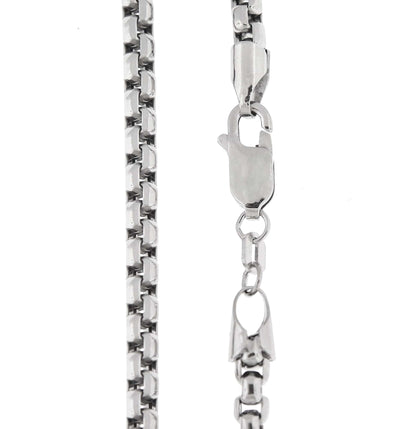 14k white gold 3.6mm round box bracelet anklet choker necklace pendant chain lobster clasp