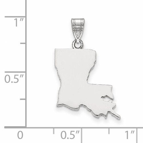 Sterling Silver State of Louisiana Charm Necklace