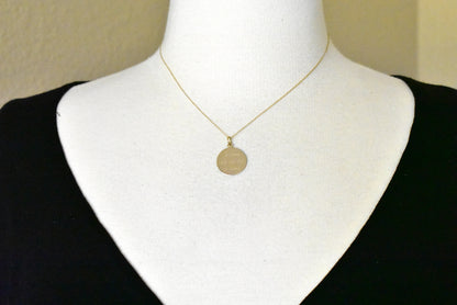 10k yellow gold 18mm round disc pendant charm personalized monogram engraved