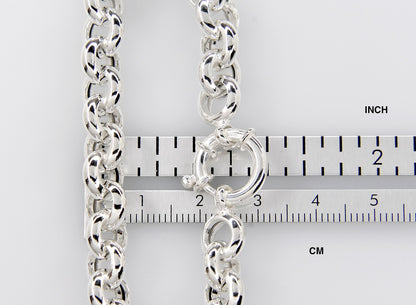 sterling silver 8mm fancy link rolo bracelet chain spring ring clasp 8 inches