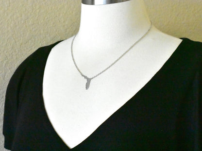 14k gold or sterling silver florida fl state necklace personalized monogram
