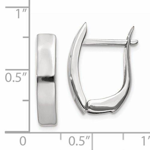 14k white gold classic huggie hinged hoop earrings 19mm x 12mm x 4mm