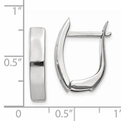 14k white gold classic huggie hinged hoop earrings 19mm x 12mm x 4mm
