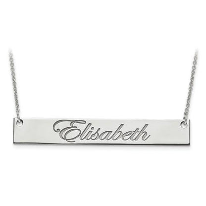 14k 10k gold sterling silver large name bar nameplate necklace personalized
