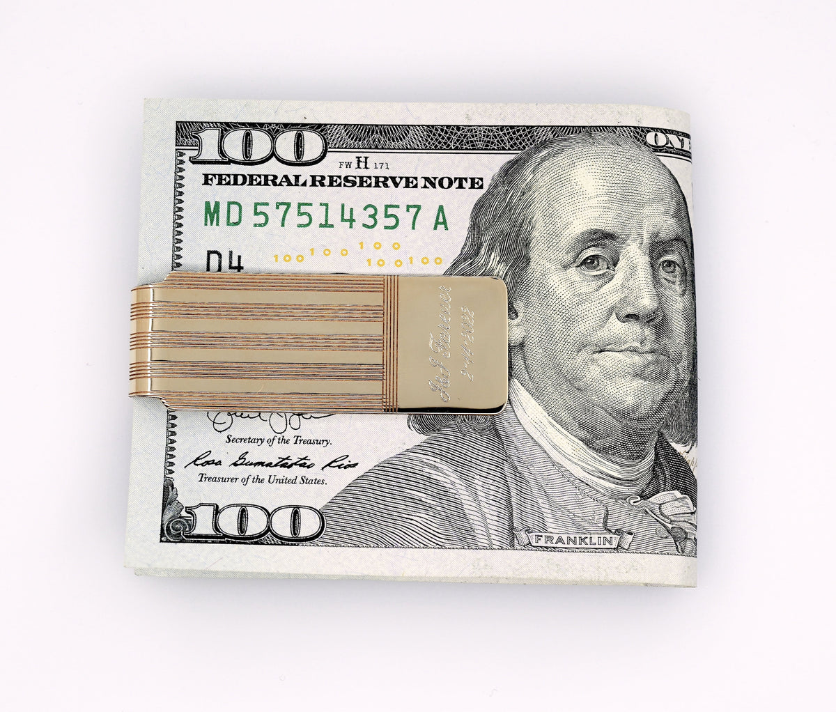 14k solid yellow gold money clip personalized engraved monogram