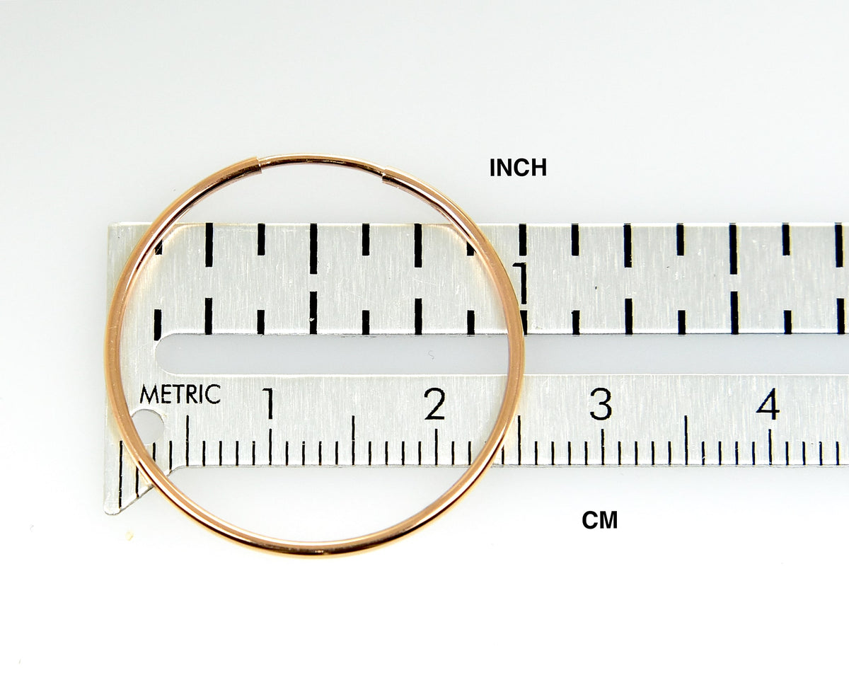 14k rose gold classic endless round hoop earrings 22mm x 1.25mm
