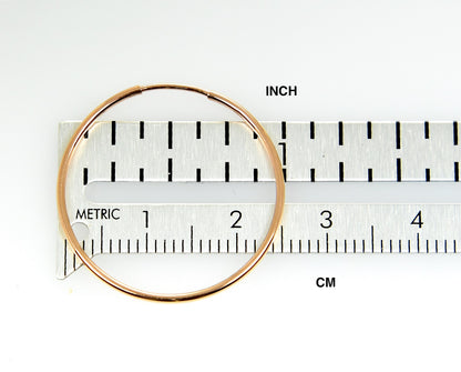 14k rose gold classic endless round hoop earrings 22mm x 1.25mm