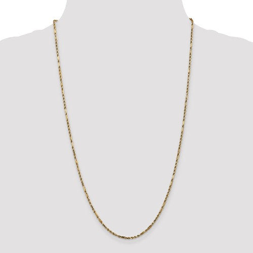 14k yellow gold 2.25mm diamond cut milano rope bracelet anklet necklace pendant chain
