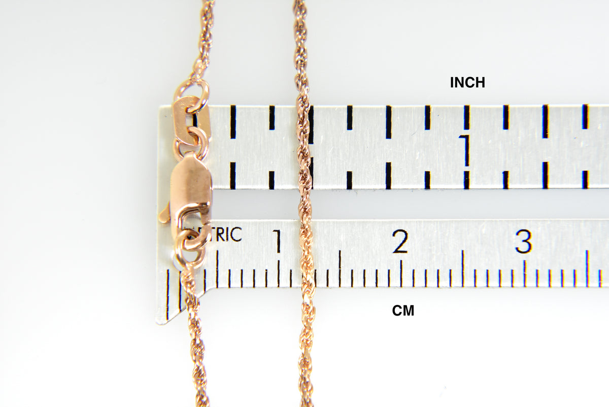 14k rose gold 1mm diamond cut rope bracelet anklet choker necklace pendant chain