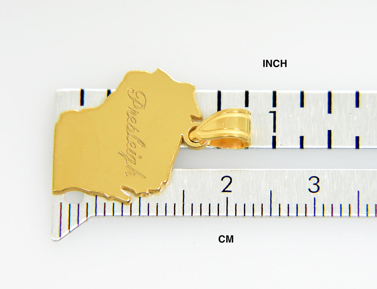 14k gold or sterling silver wisconsin wi state map pendant charm personalized monogram