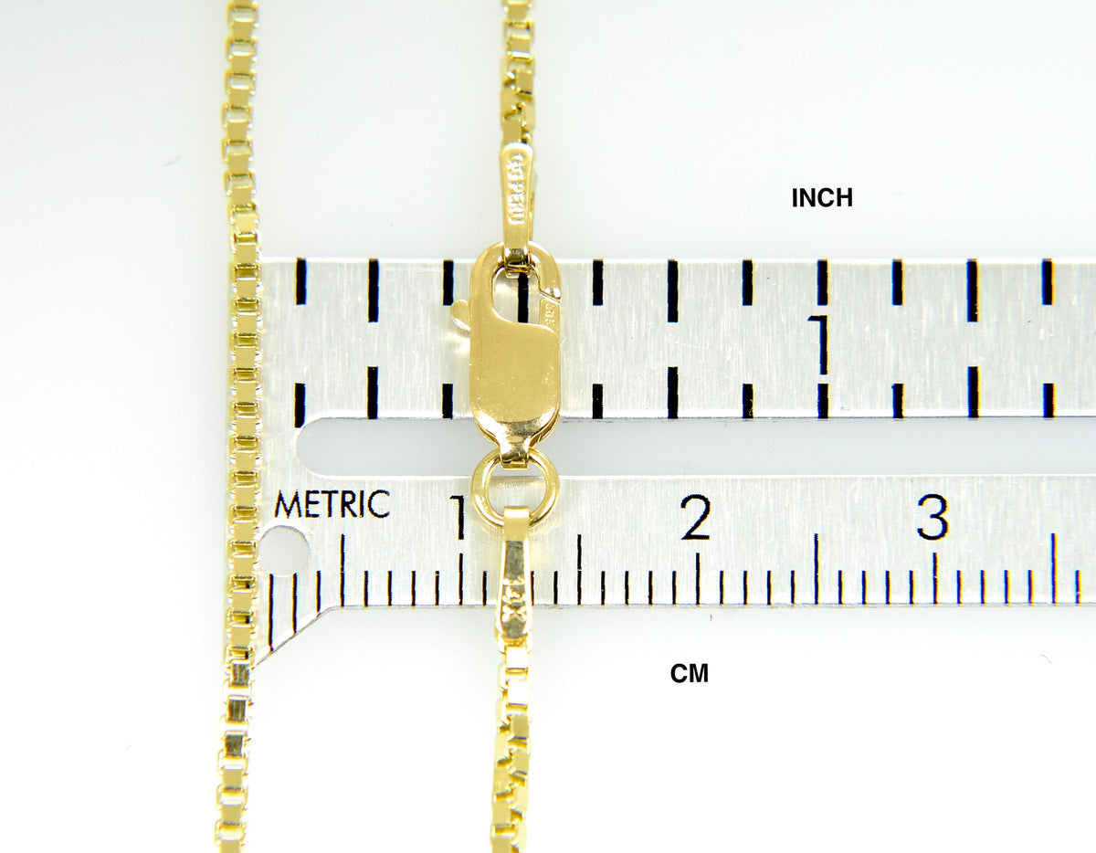 14k yellow gold 1.5 mm polished box bracelet anklet choker necklace pendant chain