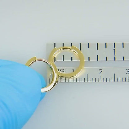 14k Yellow Gold Classic Huggie Hinged Hoop Earrings 13mm x 13mm x 2mm