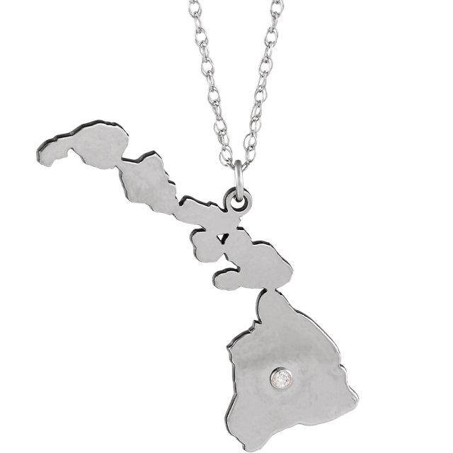 14k 10k Yellow Rose White Gold Diamond Silver Hawaii HI State Map Personalized City Necklace