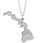 Load image into Gallery viewer, 14k 10k Yellow Rose White Gold Diamond Silver Hawaii HI State Map Personalized City Necklace
