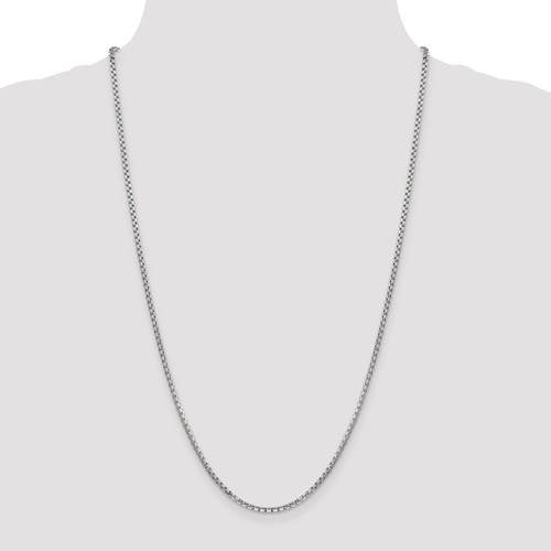 14k white gold 2.45mm round box bracelet anklet choker necklace pendant chain lobster clasp