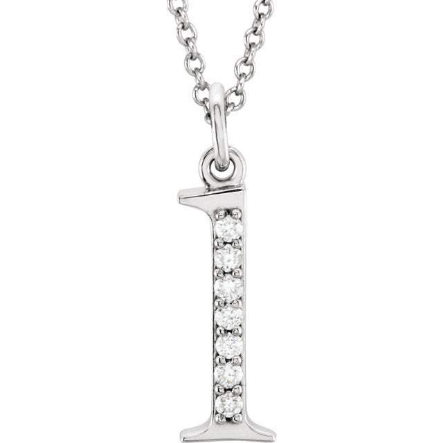 14k yellow rose white gold .04 ctw diamond tiny petite lowercase letter l initial alphabet pendant charm necklace