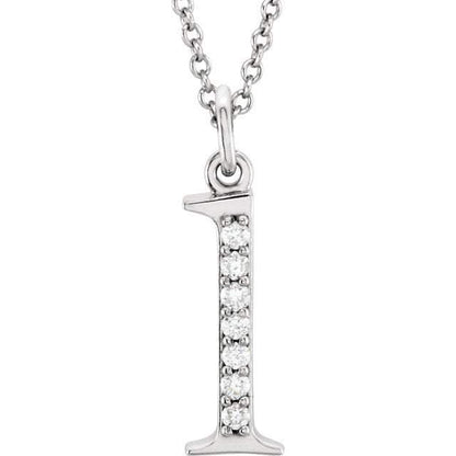 14k yellow rose white gold .04 ctw diamond tiny petite lowercase letter l initial alphabet pendant charm necklace