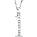 Load image into Gallery viewer, 14K Yellow Rose White Gold .04 CTW Diamond Tiny Petite Lowercase Letter L Initial Alphabet Pendant Charm Necklace
