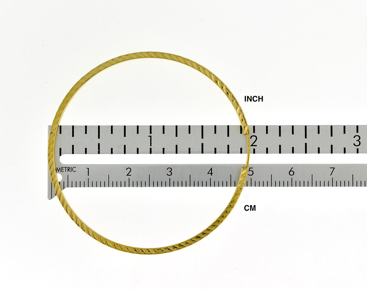 14k yellow gold diamond cut square tube round endless hoop earrings 50mm x 1.35mm