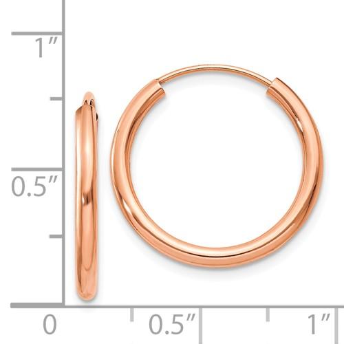 14k rose gold classic endless round hoop earrings 19mm x 2mm