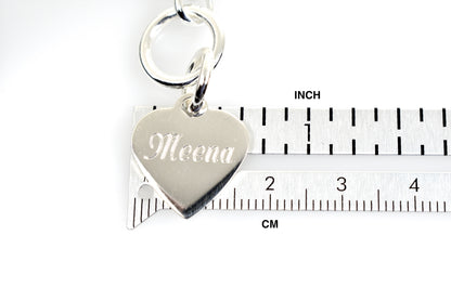 sterling silver heavyweight heart tag charm toggle necklace or bracelet custom engraved personalized monogram